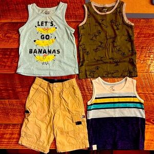 4 Pcs Size 2T boys tanks & Tommy Hilfiger shorts